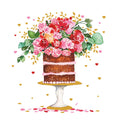 Guardanapo de Bolo e Flores 33x33