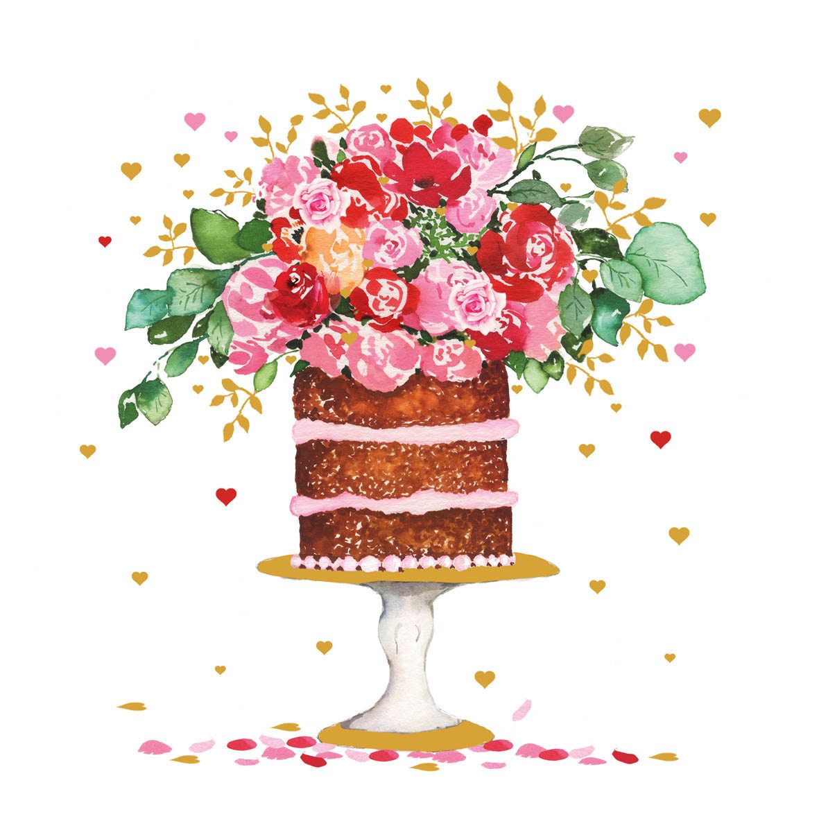 Guardanapo de Bolo e Flores 33x33