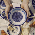 Prato ralador de alho em cerâmica - Atum azul médio e branco