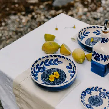 Prato Ralador de Alho - Grande Cerâmica Azul - Tradicional Nerja