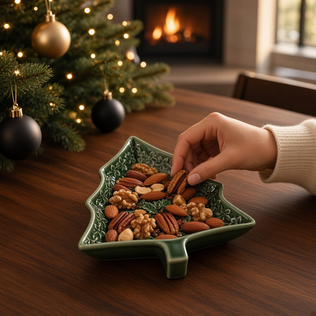 Natal - Taça pinheiro azevinho 18x15cm