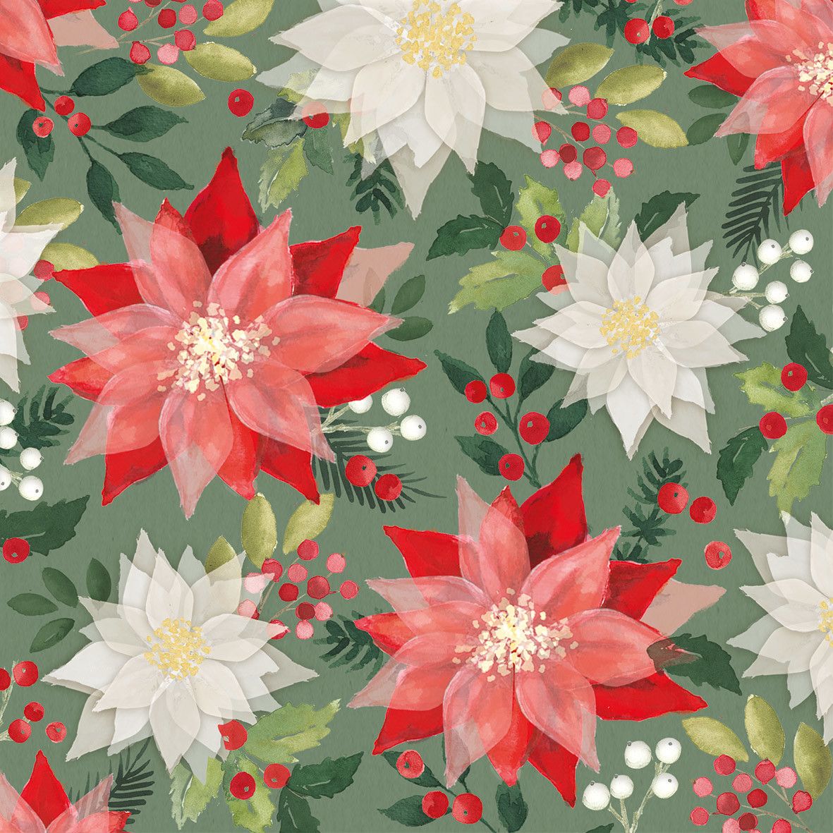 Guardanapo Merry Poinsettia 33x33