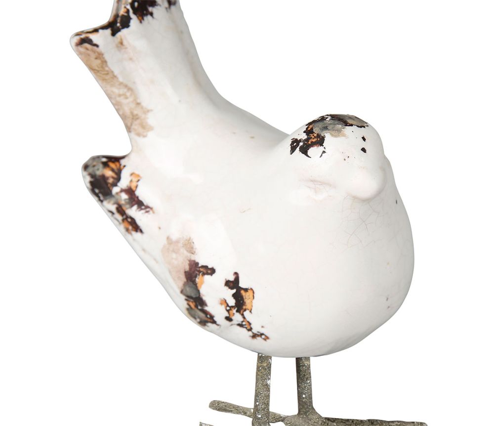 PÁSSAROS BRANCO DE BARRO E FERRO