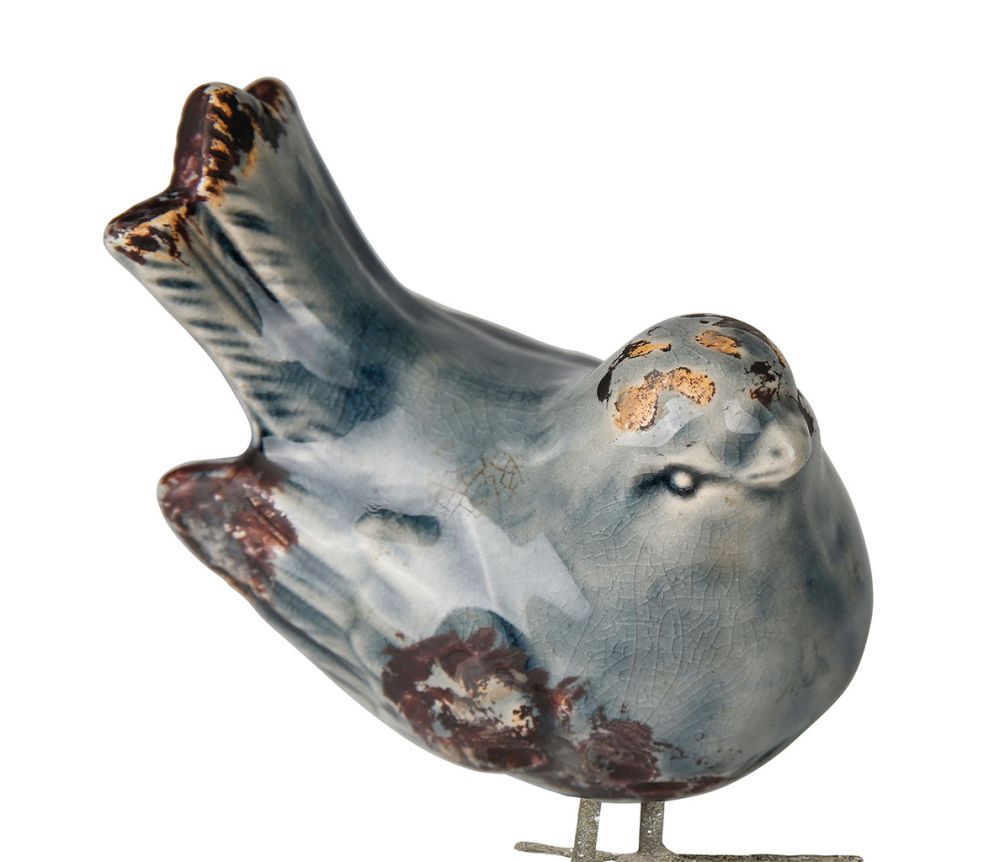 PÁSSAROS AZUL12H14 TERRACOTA+FERRO