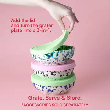 Prato ralador de alho em cerâmica - Atum azul médio e branco