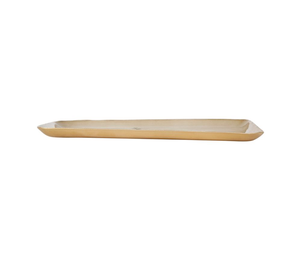 BANDEJA EUCALYPTUS GREEN+OURO 15X25,5CM FERRO