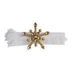 Anel para guardanapo Flocon dourado, conj c/4 - 3,5 cm de diâmetro, contas de vidro e ferro.