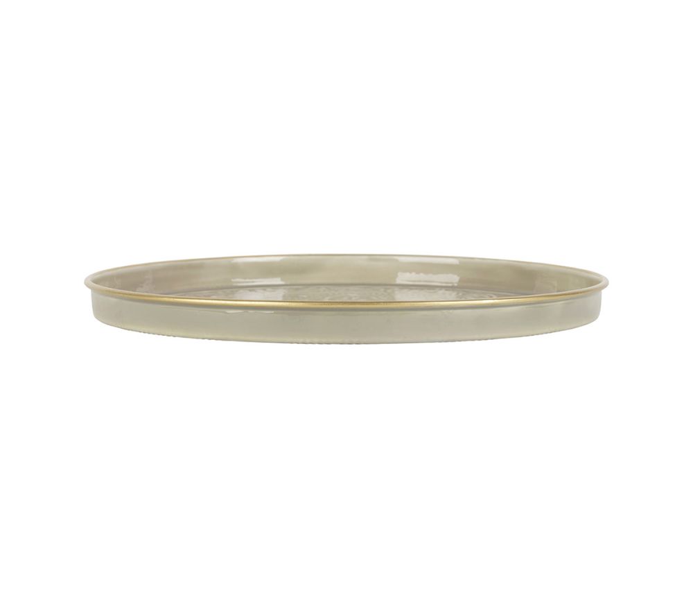 BANDEJA REDONDA ARABISE GREGE DOURADA D36CM FERRO