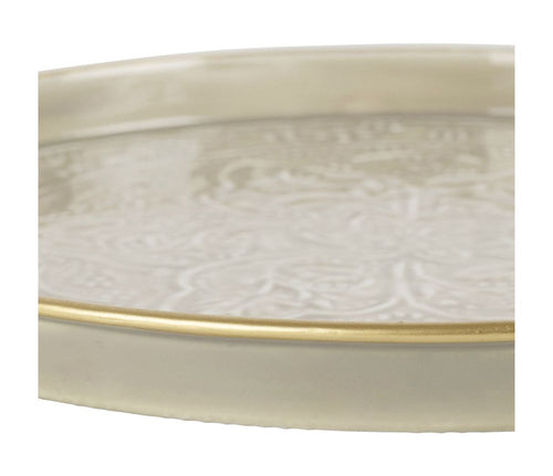 BANDEJA REDONDA ARABISE GREGE DOURADA D36CM FERRO