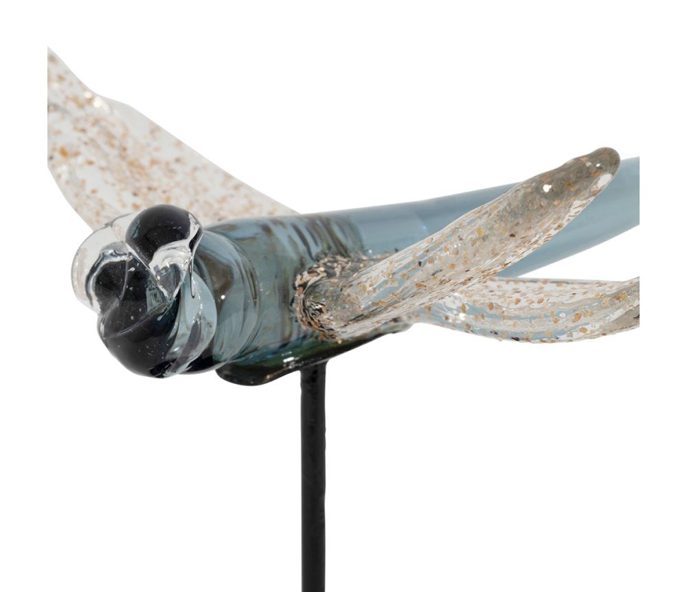 LIBÉLULA DE VIDRO DECORATIVA AZUL