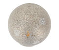 Bola de decoração em forma de floco de neve prateada com LED piscante, 18 cm de diâmetro.