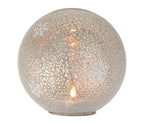 Bola de decoração em forma de floco de neve prateada com LED piscante, 18 cm de diâmetro.