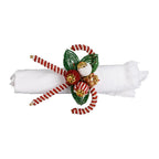 Anel de guardanapo Sucre d'Orge vermelho e verde, conj de 4diâmetro 3,5 cm, contas e ferro.CONJ C/6 UND