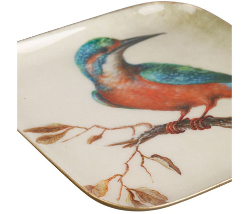 BANDEJA PÁSSARO VERMELHO E AZUL 16X16CM