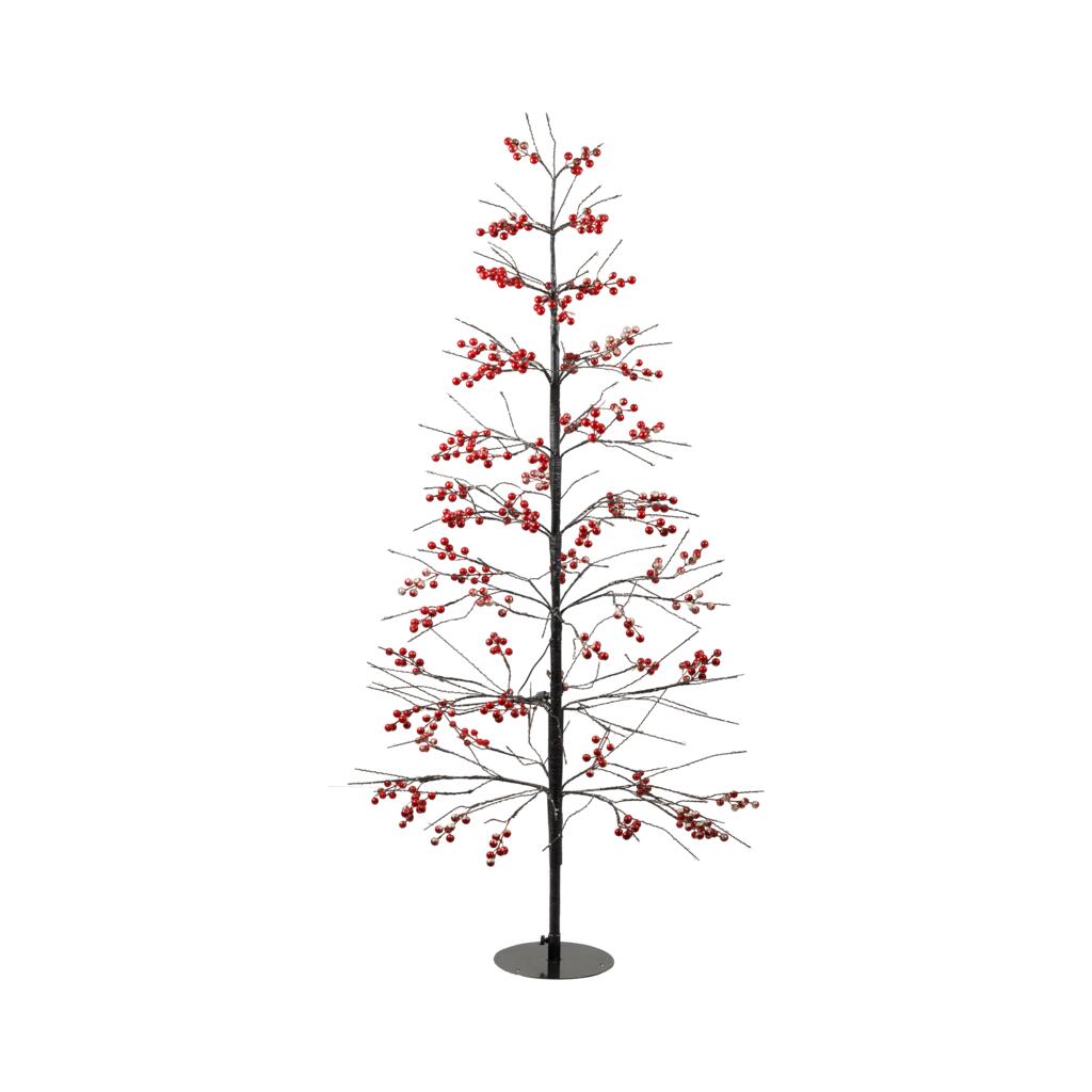 635-Árvore de Natal Decorativa com Luzes LED (Vermelho e Marrom) - Altura 150 cm