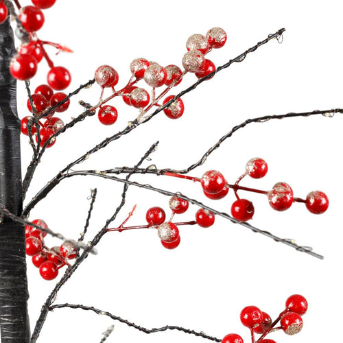 635-Árvore de Natal Decorativa com Luzes LED (Vermelho e Marrom) - Altura 150 cm