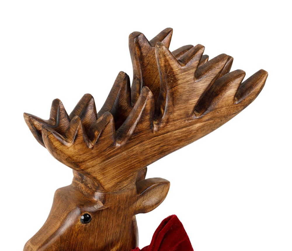 Decoração de rena Soubois natural + granada 27,5 x 8 x 38,5 cm