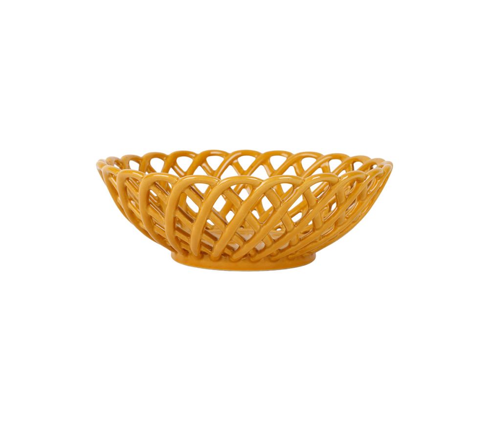 TAÇA AMARELA MOSTARDA D20 X A6,5 CM CERÂMICA