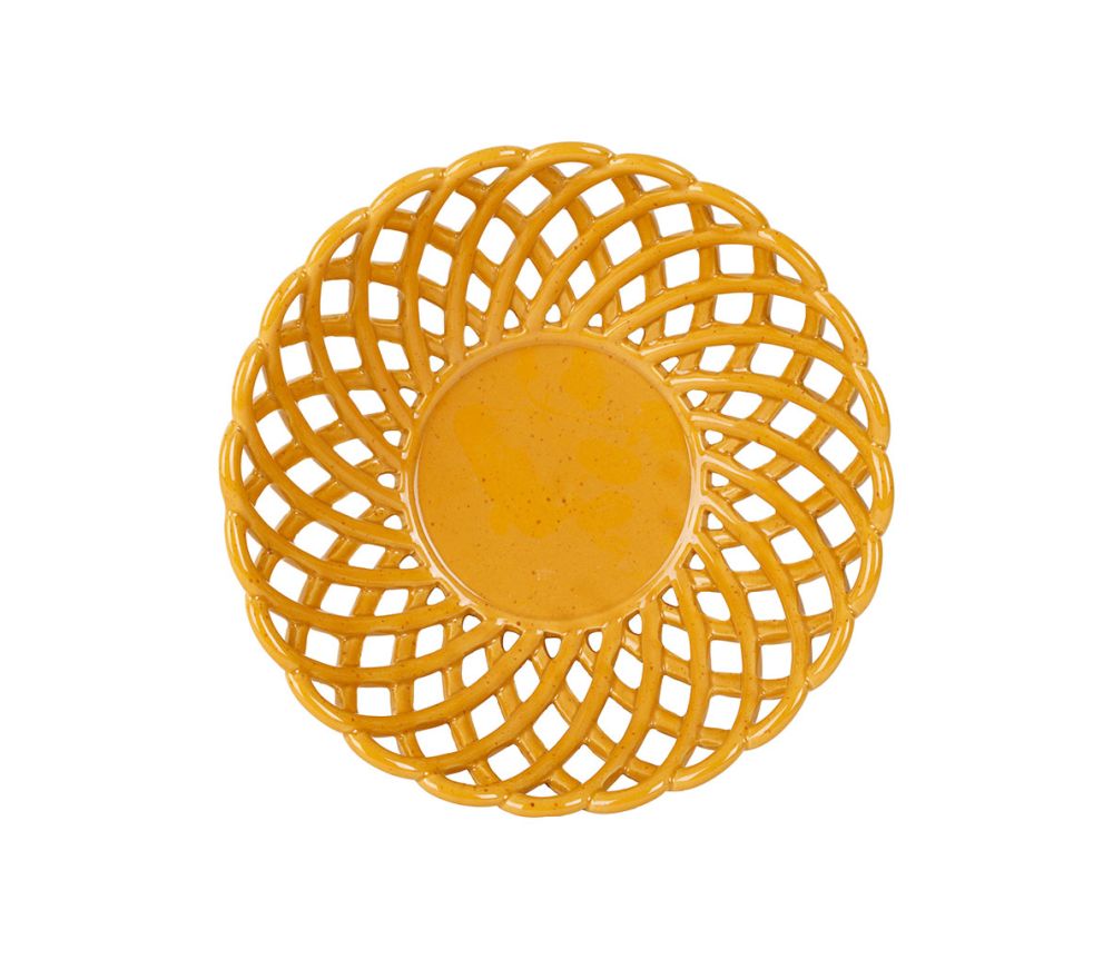TAÇA AMARELA MOSTARDA D20 X A6,5 CM CERÂMICA