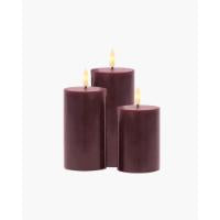 1 Vela Bordeaux LED, Ø7,5xH/12 cm