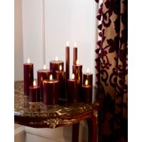 Conj. 3 Velas Bordeaux LED, Ø7,5xH10/12,5/15cm