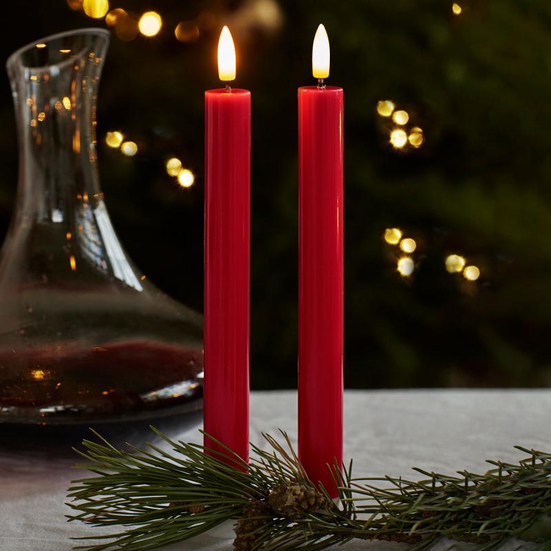 Conj. 2 Velas Led Vermelhas Ø2xH20cm