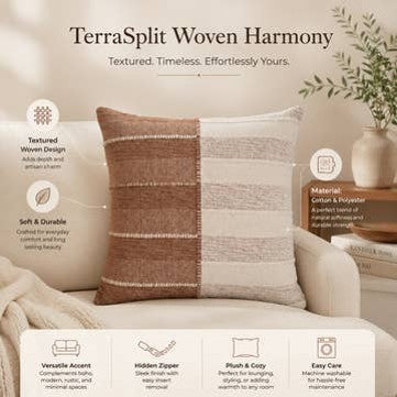 Almofada TerraSplit Woven Harmony | Almofada de Algodão com Fio Slub