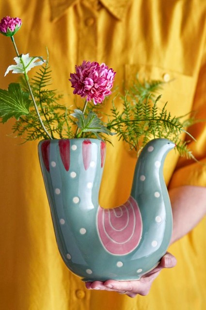 VASO TRUDY CERAMICA AZUL L19XH19XW7.5 CM