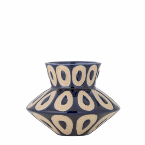 VASO BASHIR AZUL GRES 16 X H12 CM