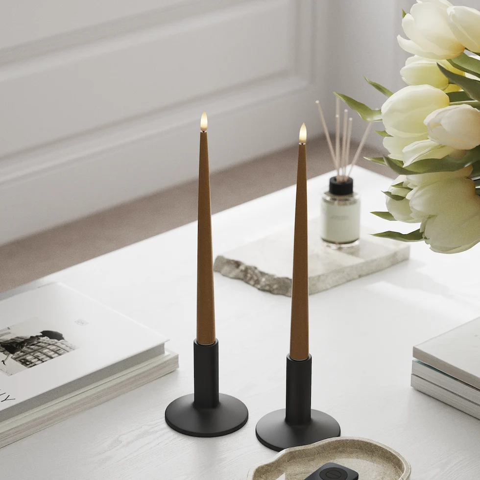 VELA LED CURRY SHINY DINNER CANDLE D 2.2 X 28 CM -2 UN