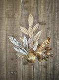 GALHO FOLHAS-FRUTOS. 48 cm. Ouro.
