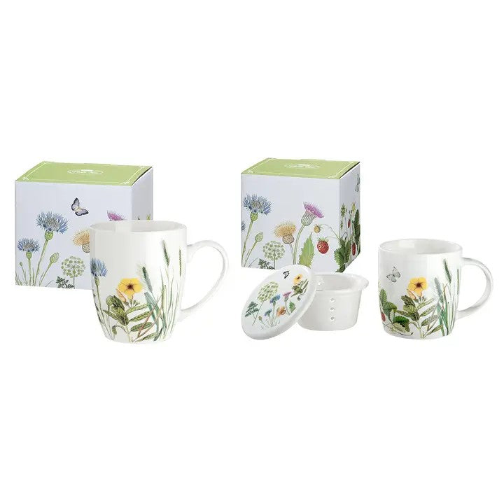 Conjunto de 3 peças: caneca 'Wild Flowers' com infusor de chá