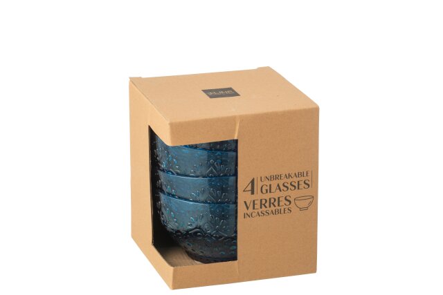 Caixa com 4 vasilha  de plástico azul c/4