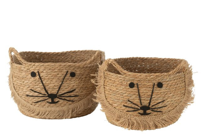 Natural/Black Wicker Basket for Kittens G