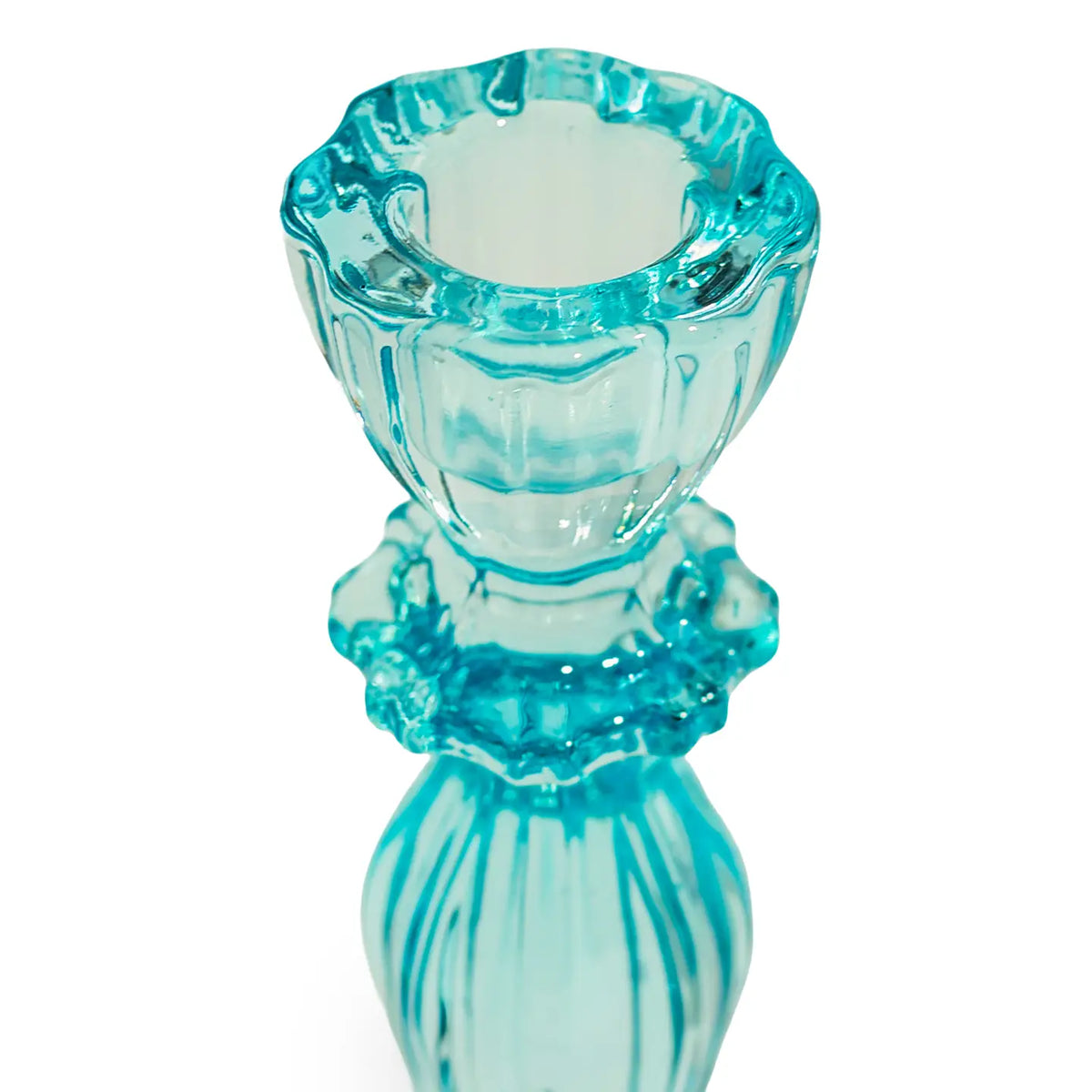 PORTA VELAS DE VIDRO CLASSICO AZUL CLARO