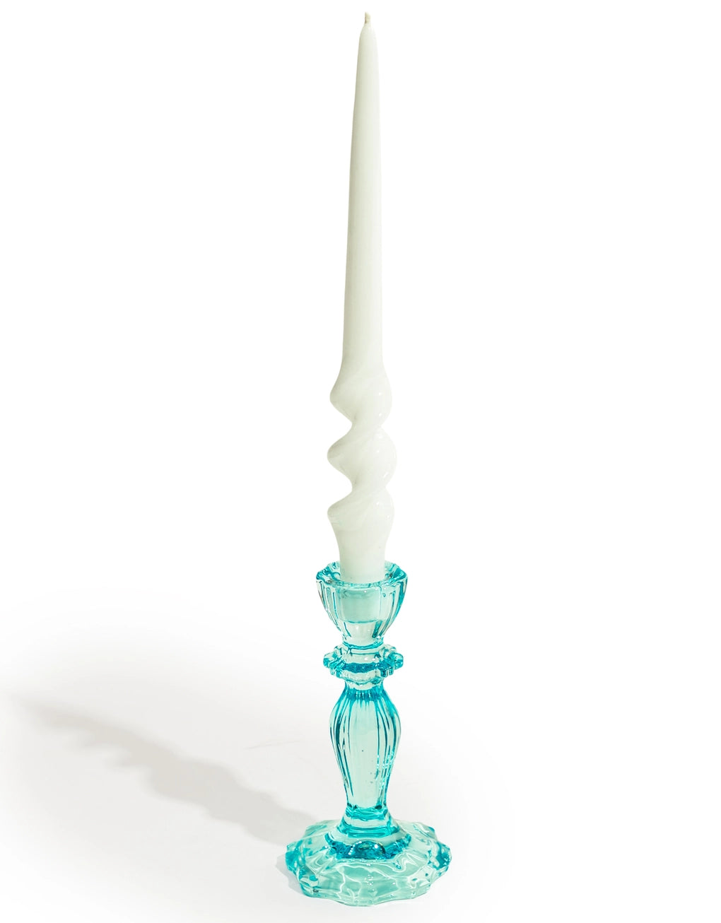 PORTA VELAS DE VIDRO CLASSICO AZUL CLARO