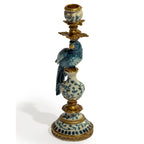 CASTIÇAL DE PAPAGAIO ORMADO ANTIGO AZUL/BRANCO