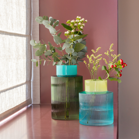 Vaso de Vidro com Sulco, Verde