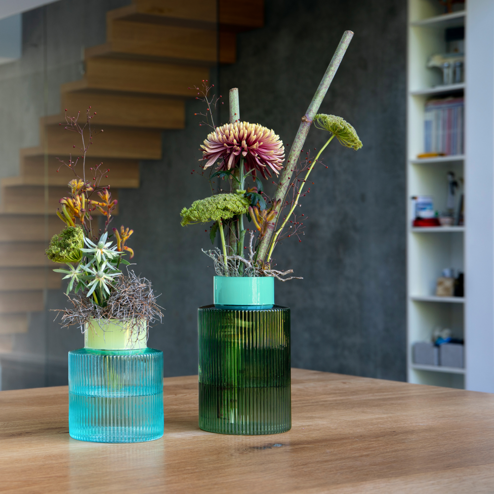 Vaso de Vidro com Sulco, Verde
