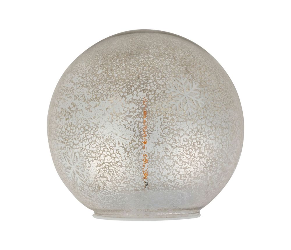 Bola de floco de neve prateada com decoração LED piscante, 15 cm de diâmetro.