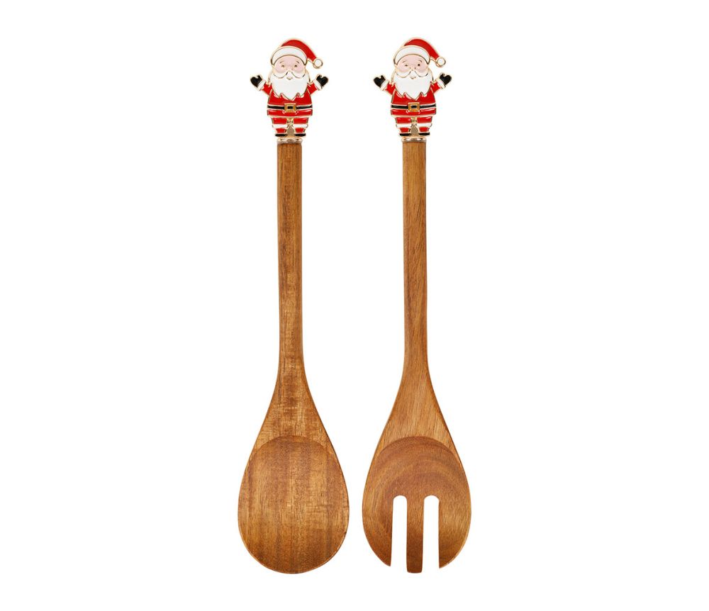 Talheres para salada x2 Santa Natural + Vermelho 35cm