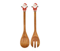 Talheres para salada x2 Santa Natural + Vermelho 35cm