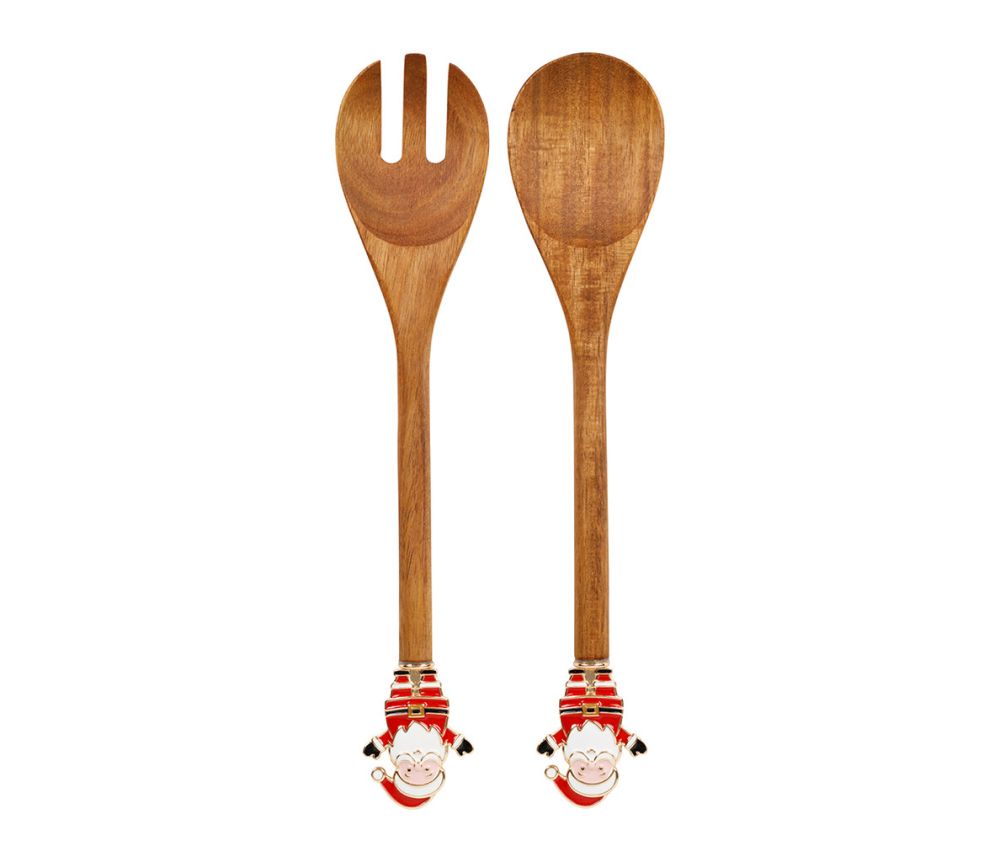 Talheres para salada x2 Santa Natural + Vermelho 35cm