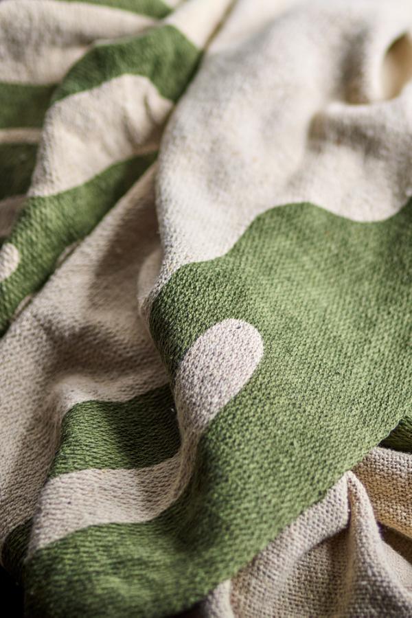 Manta Dalmine, Verde, Algodão Reciclado  C160 x L130 cm