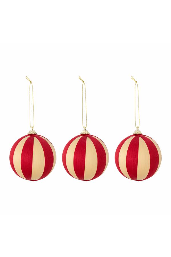 Ornamento Wynn, vermelho, poliéster D8 cm, Conjunto de 3