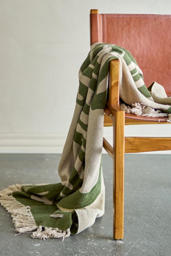 Manta Dalmine, Verde, Algodão Reciclado  C160 x L130 cm