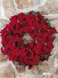 CORONA POINSETTIA-PIÑAS. 60 cm. Rojo.