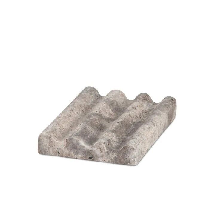Saboneteira de mármore cinza, 12 x 9,5 x 2 cm