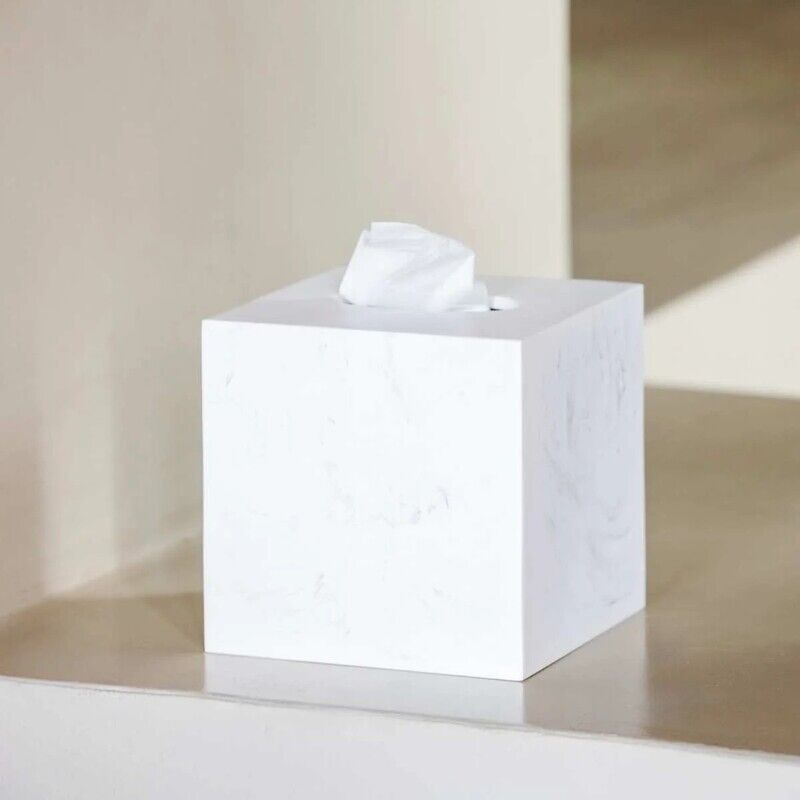 Porta-lenços de papel na cor mármore branco