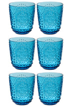 Caixa com 6 copos de plástico azul